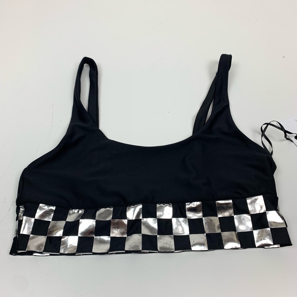 Beach Riot Revolve Black Metallic Leah Sports Bra - Picture 3 of 6